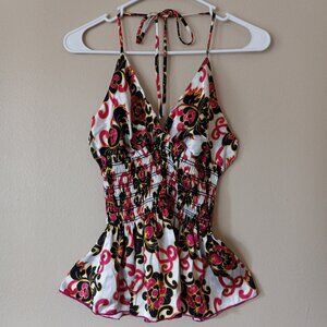 FLAMINGO USA Sexy Pink/Yellow/Black/Cream Backless Tank Women's L